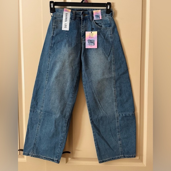YOUR CUTE JEANS Barrel Leg Women's Cropped Jeans - Blue - Picture 1 of 11